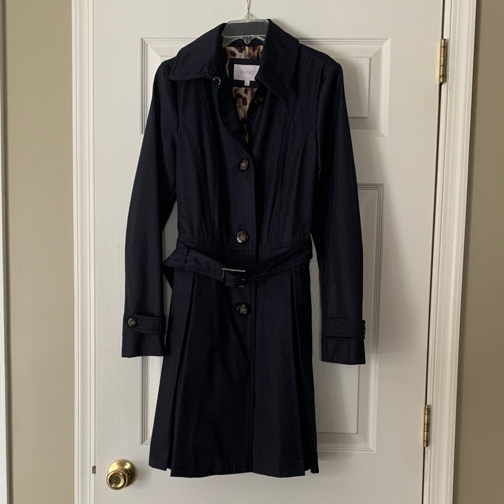 Laundry by Shelli Segal Navy Trench Coat Sz M